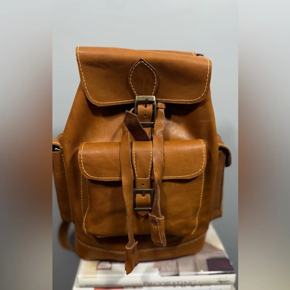 Handmade Brown Leather Backpack